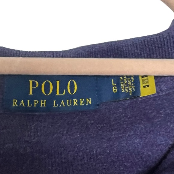 POLO RALPH LAUREN PREPPY CLASSIC PURPLE POLO SHORTSLEEVED SHIRT. Size: Large - Picture 3 of 5